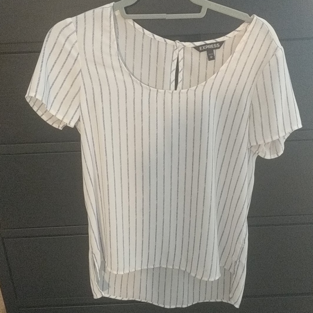Express Striped Short Sleeve Blouse